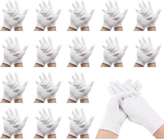 16 Paar Weiße Baumwollhandschuhe，weiche Schutzhandschuhe Mittlerer Dicke，baumwollhandschuhe Für Feuchtigkeitspflege，inspektion Und Servieren
