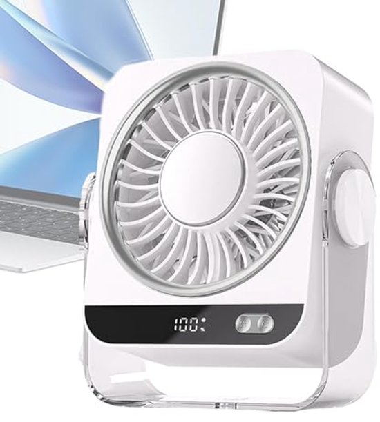Tischventilator Mit Kühlelement，ventilator Mit Digitaler Akkuanzeige，usb-ventilator，ventilator Mit Wasserkühlung，weiß