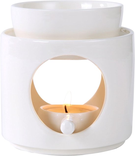 Aromawärmer, Duftölwärmer, Teelichtwärmer, Duftdiffusor, Teelichthalter, Weiß