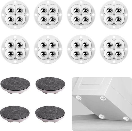 12-teiliges Selbstklebendes Möbelschrank-set，360° Drehbar，tragkraft Bis Zu 100 Kg，werkzeuglose Montage，47 Mm，weiß