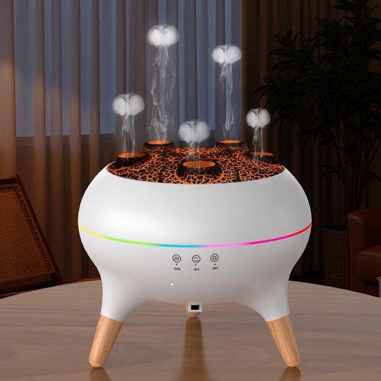 Weißer Aromatherapie-diffusor (250 Ml) – 8 Led-farben, Timer, Automatische Abschaltung, Luftbefeuchter