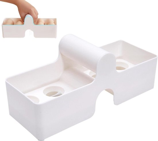 Eierablage Für Den Kühlschrank – Stapelbare Eierablage – Küchenorganizer – Mit Tragegriff – 27 X 11,8 X 12,4 Cm – Weiß