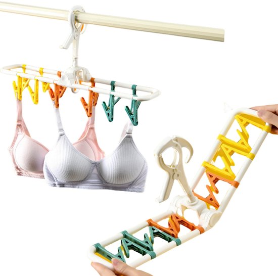 Dailygoods – Wäscheständer-set (2-teilig) – Faltbar – Tragbar – Windfest – 24 Klammern – Stabile Klemmen – Kleiderbügel