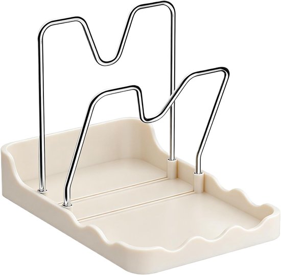 Deckelablage Für Pfannen Und Löffel – Abtropfbrett – Küchenaufbewahrung – Mit Abtropfschale – 20 X 14 X 18 Cm – Weiß