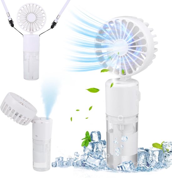 Handventilator，tragbarer Handventilator Mit Wassernebel，4000 Mah，usb，wasserventilator Mit 4 Geschwindigkeitsstufen，reisen Und Camping，weiß
