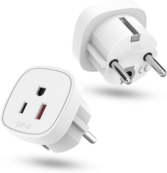 Reiseadapter-set – Steckeradapter – Für Verschiedene Geräte Geeignet – Sicher & Kompakt – 2-teilig – Weiß