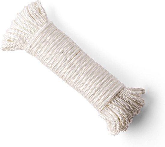 Geflochtenes Nylonseil (2 Mm, 50 M) – Starkes Und Langlebiges Weißes Polyamidseil – Hochfestes Paracord – Zugfestigkeit 60 Kg