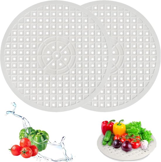 Set Mit 2 Runden, Weißen Gummi-spülbeckenmatten Für Die Küche