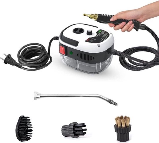 Tragbarer Handdampfreiniger – 2500 W – Hochdruckreiniger Mit Bürstenaufsätzen Für Küche, Möbel, Bad Und Auto – Weiß