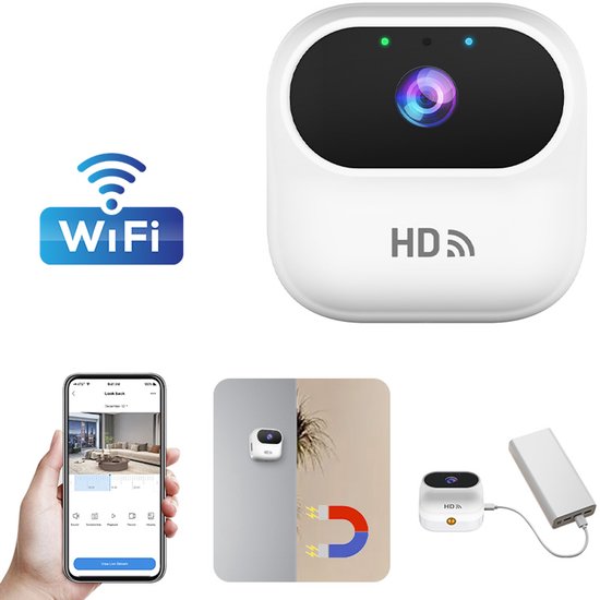 Sicherheitskamera – 1080p Ultra Hd – Haustierkamera – Wlan-kamera-app – Überwachungskamera – 64 Gb Sd-karte (nicht Enthalten) – Weiß