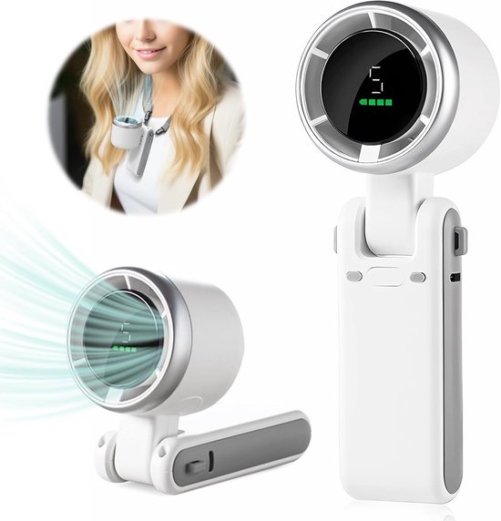 Mini-handventilator，tragbarer Ventilator，3600-mah-akku，usb-aufladbarer Reiseventilator Mit Nackenbefestigung，büro Und Schule Im Sommer，weiß