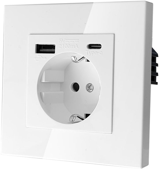 8,5 X 8,5 Cm Große Unterputzsteckdose Mit Usb-anschluss，weiße Einzelsteckdose Mit Usb-anschluss，glassteckdose Mit Usb-a- Und Usb-c-anschlüssen