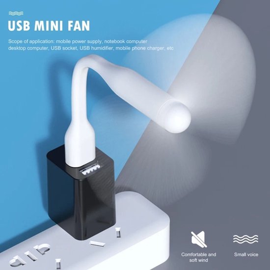 Flexibler Usb-ventilator, Tragbarer Mini-ventilator, Kühler, Outdoor-ventilator Für Mobiltelefone – Weiß