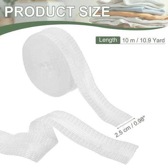 Bügelband，10 Meter，2,5 Cm Breit，hosen Einfach Kürzen，zum Kürzen Von Kleidung Oder Vorhängen，weiß