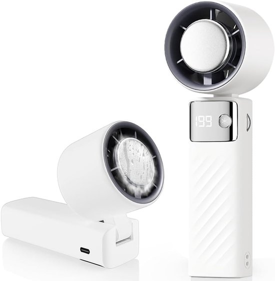 Tragbarer Ventilator，mini-akku-ventilator 5000mah，leiser Turboventilator Mit Einstellbaren Geschwindigkeiten (1 Bis 199)，sport Und Reisen (weiß)