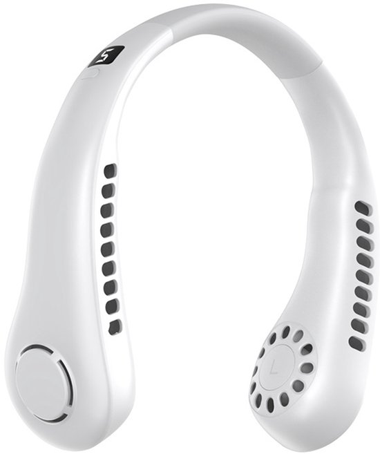 Tragbarer Nackenventilator, 5000 Mah, Usb-aufladbar, Persönlicher Nackenventilator, 5 Geschwindigkeitsstufen (weiß)