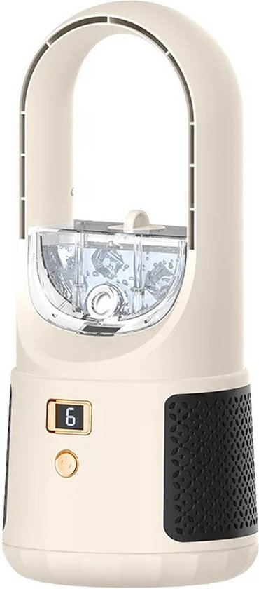Tragbare Klimaanlage – Luftkühler – Ventilator – 6-stufiger Luftkühler – Lufterfrischer – Luftbefeuchter – Leise – Weiß