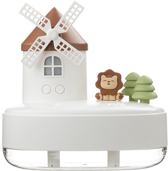 Windmühlen-spieluhr-luftbefeuchter Usb, Niedlicher Mini-haustier-doppelsprüher – Weiß