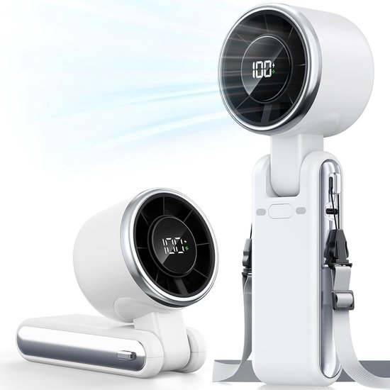 Tragbarer Handventilator Mit Turbofunktion，5 Geschwindigkeitsstufen，strandurlaub Und Als Geschenk Für Frauen Und Männer (weiß)