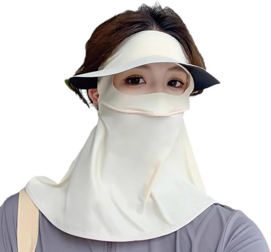 Weiße Sonnenschutzmaske, Vollgesichtsmaske Aus Eisseide, Uv-schutz, Atmungsaktiv, Für Radfahrer