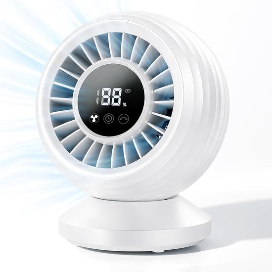 Wiederaufladbarer Tischventilator – Leise (22 Db) – 120°-oszillation – 12000 Mah – Weiß