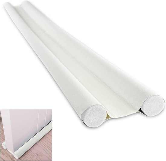 Zugluftstopper Doppeldichtung 96 Cm – Maßgefertigte Türdichtung – Wirksam Gegen Zugluft, Lärm, Kälte Und Insekten – Weißer Schaumstoff – 1 Stück