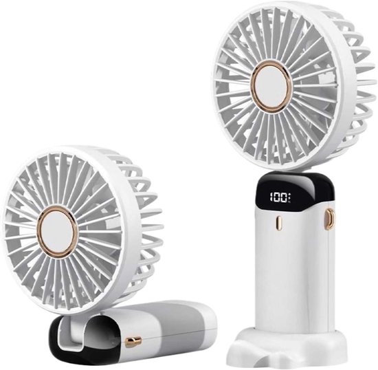 Mini-ventilator，weißer Handventilator，klimaanlagenähnliche Kühlung Mit 5 Stufen，usb-aufladbar，kabellos Und Wiederaufladbar