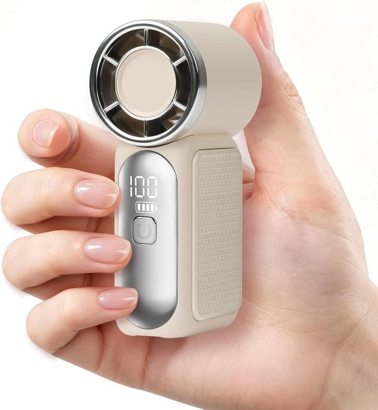 Tragbarer Handventilator，usb-miniventilator Mit 5 Geschwindigkeitsstufen，leistungsstarker Handventilator Mit Led-anzeige，schminken (weiß)