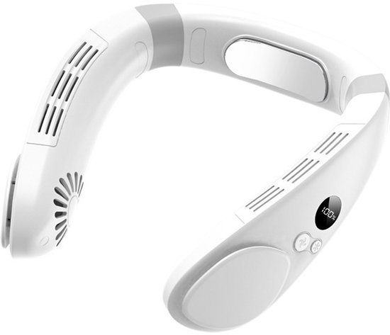 Leiser Nackenventilator, Handlicher Tragbarer Nackenventilator, Usb-aufladbar, 4000-mah-akku, 3 Geschwindigkeitsstufen, Weiß