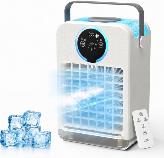 Luftkühler，verdunstungs-ventilator Mit 2-8-stunden-timer，700-ml-wassertank，tragbare Klimaanlage，3 Windgeschwindigkeiten Und 2 Nebelstufen，weiß