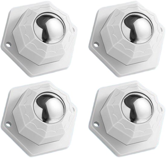 4 Weiße Kugelrollen – 20 Mm Möbelrollen – Selbstklebende Lenkrollen – 360°-kugellager – Mit 2 Befestigungslöchern
