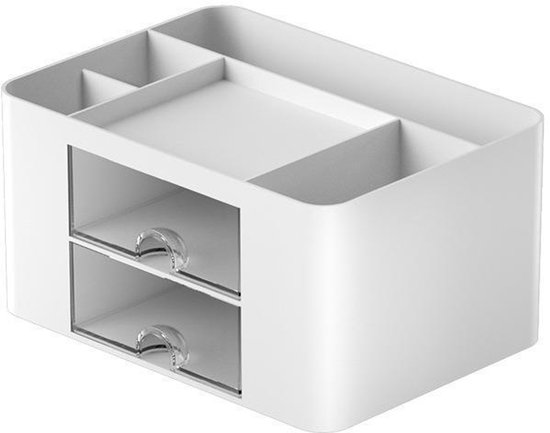 Schreibtisch-organizer Mit Schubladen，multifunktionaler Stiftehalter Mit 7 Fächern，2 Schubladen，weiß)