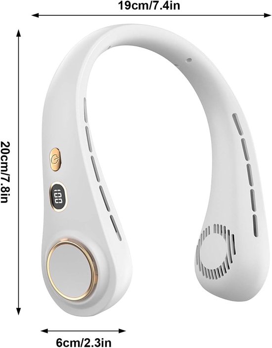 Tragbarer Nackenventilator，usb-nackenventilator Mit Leistungsanzeige，5 Geschwindigkeitsstufen，freihändig Bedienbar，zuhause Und Reisen (weiß)