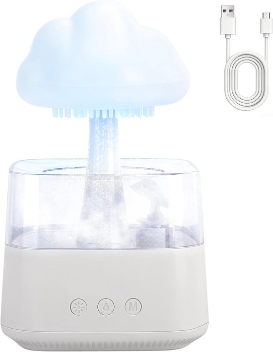 Luftbefeuchter 800 Ml Mit 7 Farben，3 Beleuchtungseinstellungen，ätherischem Öldiffusor Mit Pilzlampe，büro Und Wohnzimmer (weiß)