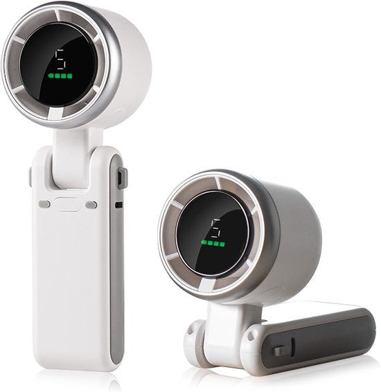 Tragbarer Mini-handventilator Mit Turbofunktion，3600-mah-akku，led-anzeige，180° Faltbar，outdoor-aktivitäten Und Zuhause (weiß)