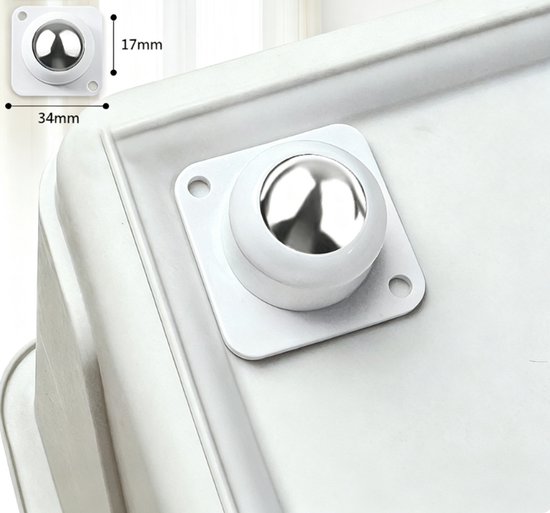 32 Möbelrollen – 17 Mm Kugellager – Universell Selbstklebend, Weiß, 360° Drehbar, Geeignet Für Schwere Lasten.
