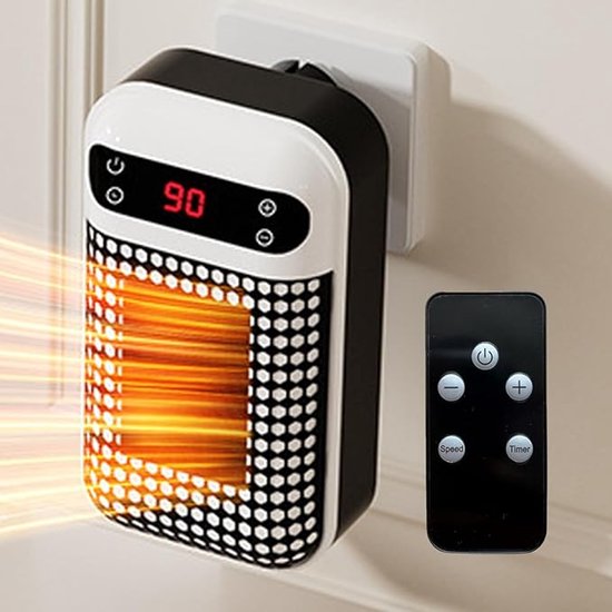 Mini-steckdosenheizung，mit Einstellbarem Thermostat Und 12-stunden-timer，led-anzeige，im Büro Und Im Badezimmer (weiß)