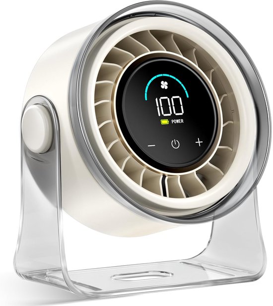 Tragbarer Tischventilator，tragbarer Ventilator Mit Turbo-luftstrom，ventilator Mit 100 Geschwindigkeitsstufen，360° Neigbar，büro Und Küche (weiß)