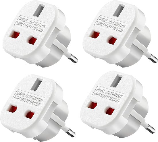 Reiseadapter Uk-eu，4-teilig (englischer Stecker Auf Frankreich，britischer Stecker Auf Europa)，geeignet Für Deutschland，polen Und Schweden，weiß
