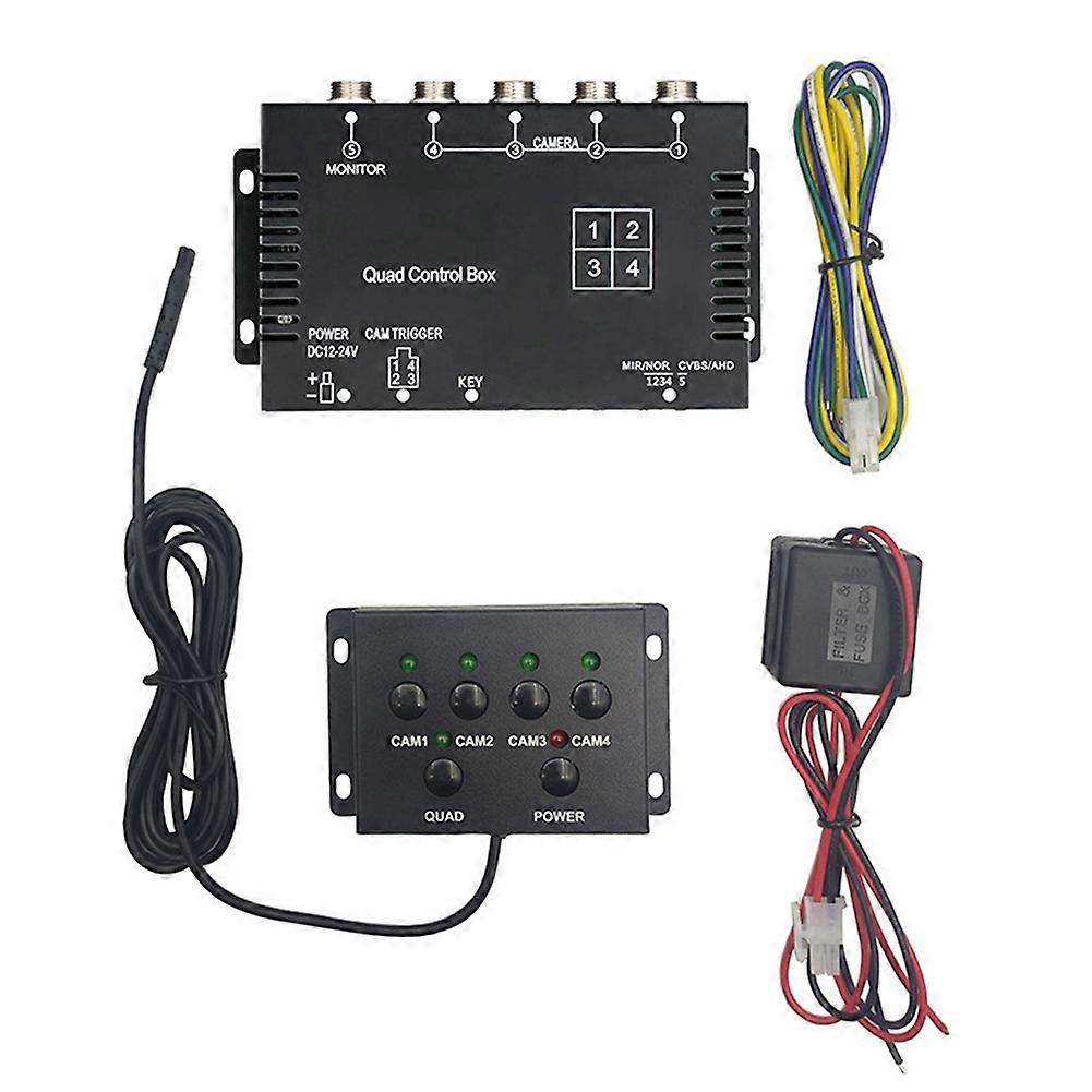 4-kanal-video-splitter 1080p Ahd Dc12v/24v Kamera-video-bildschirm-umschalter Für Wohnmobil, Lkw Und Bus
