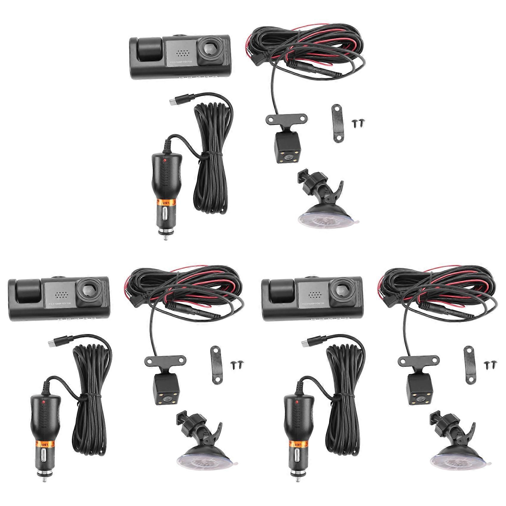 3-kanal-dashcam Mit 3 Kameras, Hd 1080p, Front- Und Rückkamera, Nachtsicht