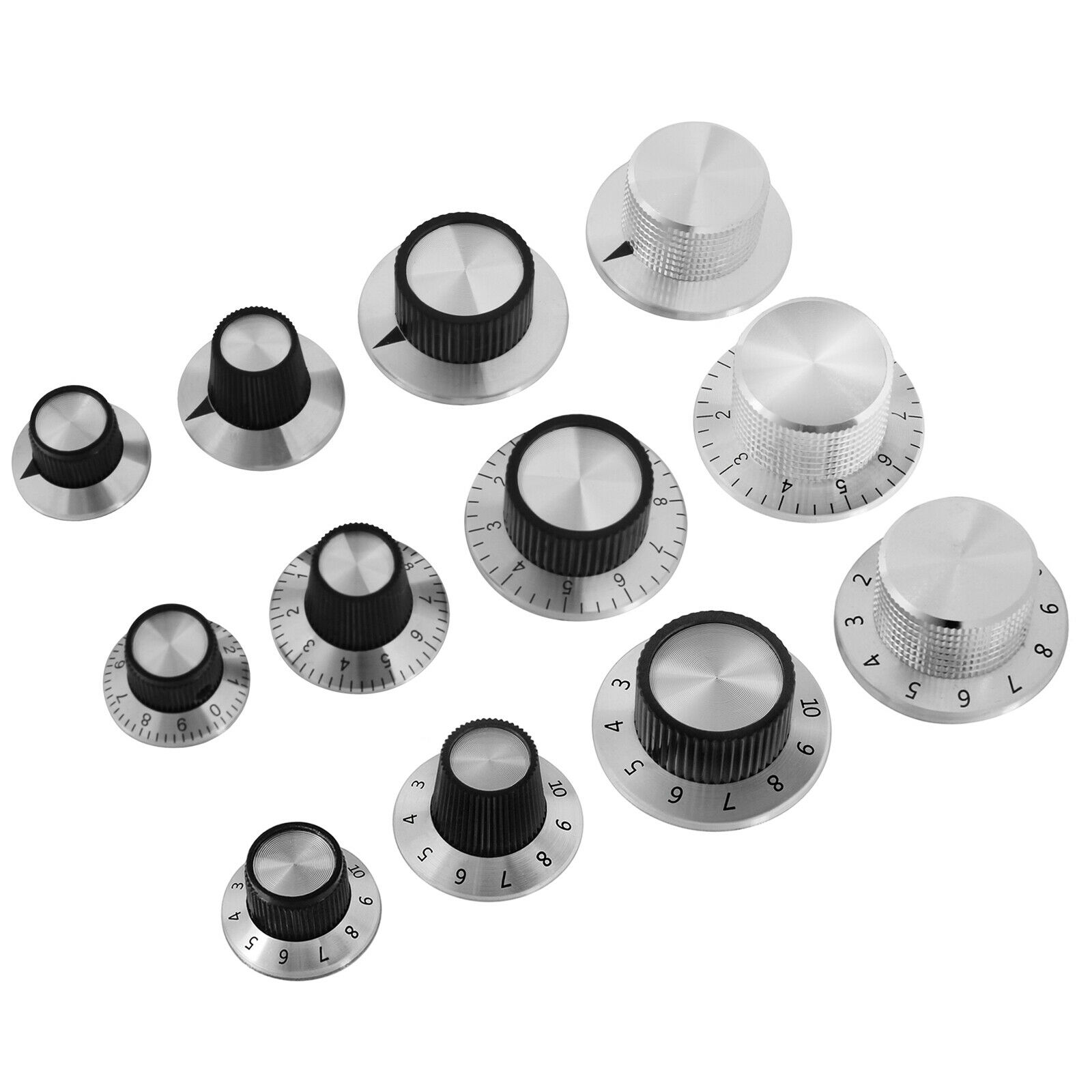 Aluminium Potentiometer Drehknopf Schwarz 6 Mm Achse Ø 38 X 19 Mm Mit 320° Skala