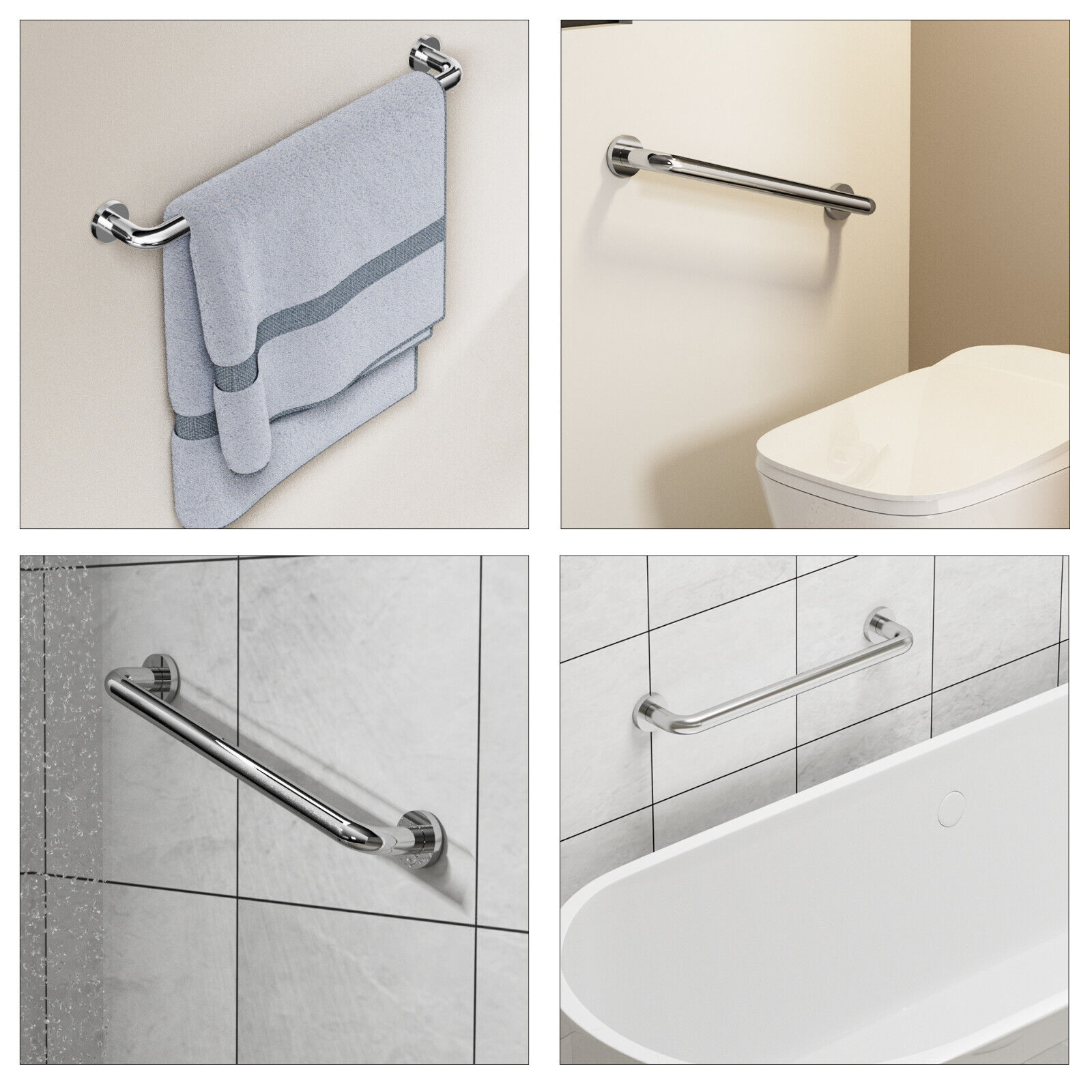 Edelstahl Haltegriff Für Bad Und Dusche Ø 32 Mm 80 Cm Gebürstet
