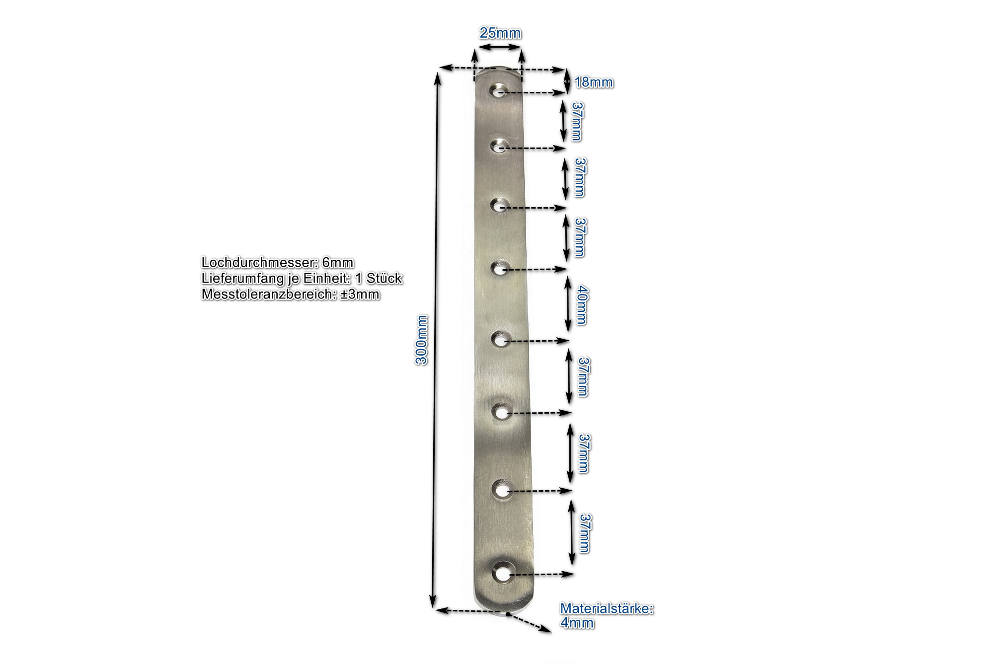 Edelstahl Verbinder 300 X 25 Mm Flachverbinder Lochplatte Platte Beschlag