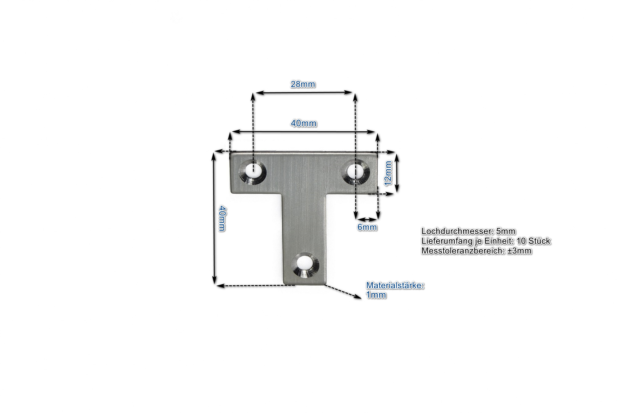 Edelstahl T-verbinder 40 X 40 X 12 Mm Ve 10 Stück