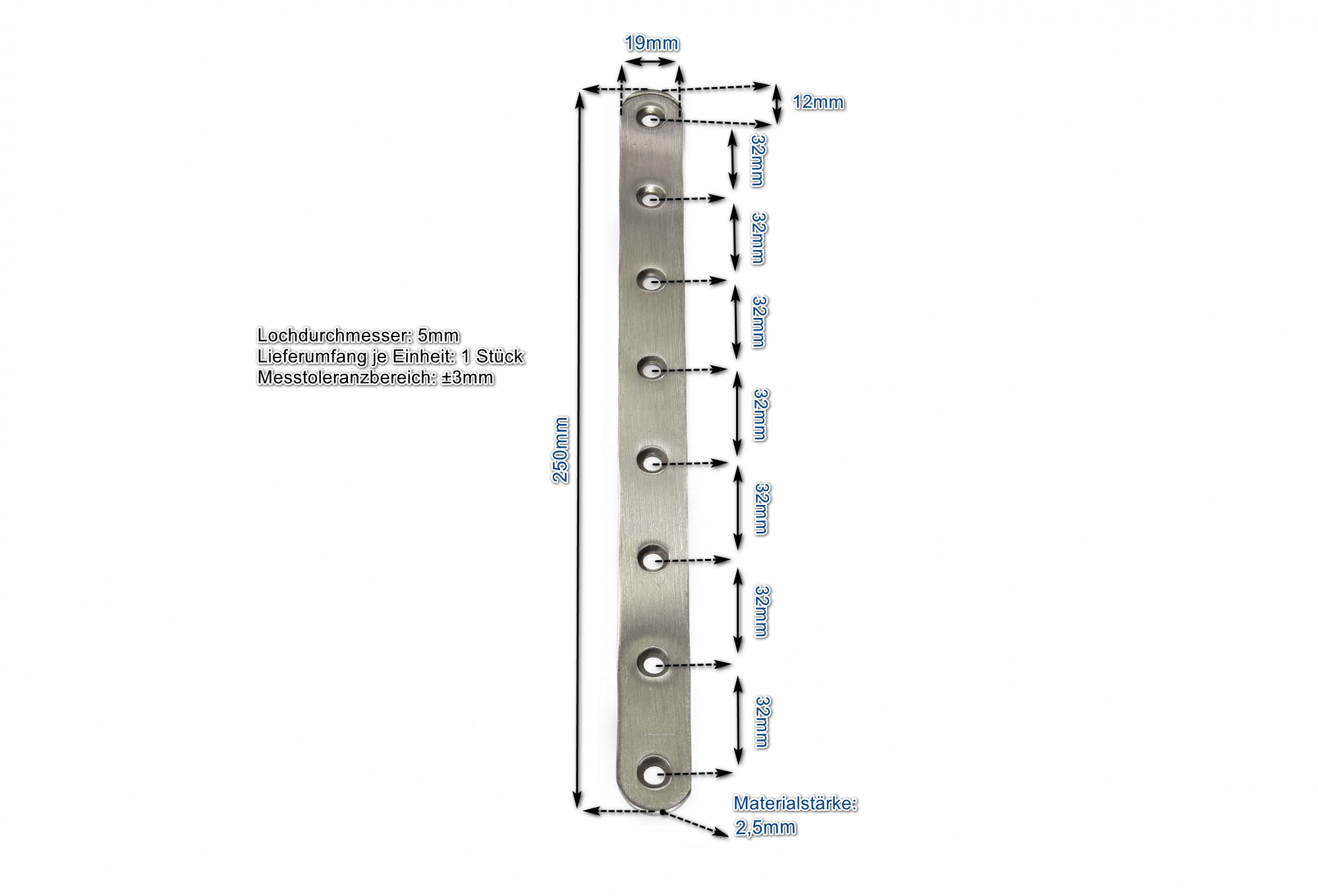 Edelstahl Verbinder 250 X 19 Mm Flachverbinder Lochplatte Platte Beschlag