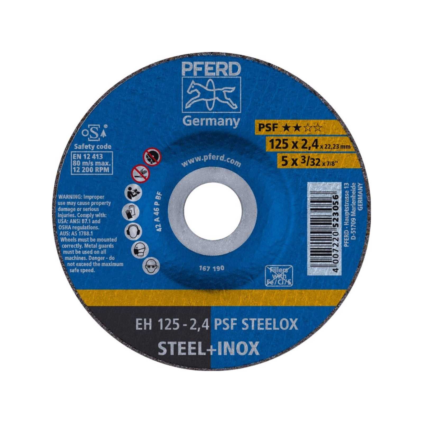 [neuwertig] Pferd Psf Steelox Trennscheibe Mit Versenkter Nabe Ø125mm (25 Stück) - 61720326