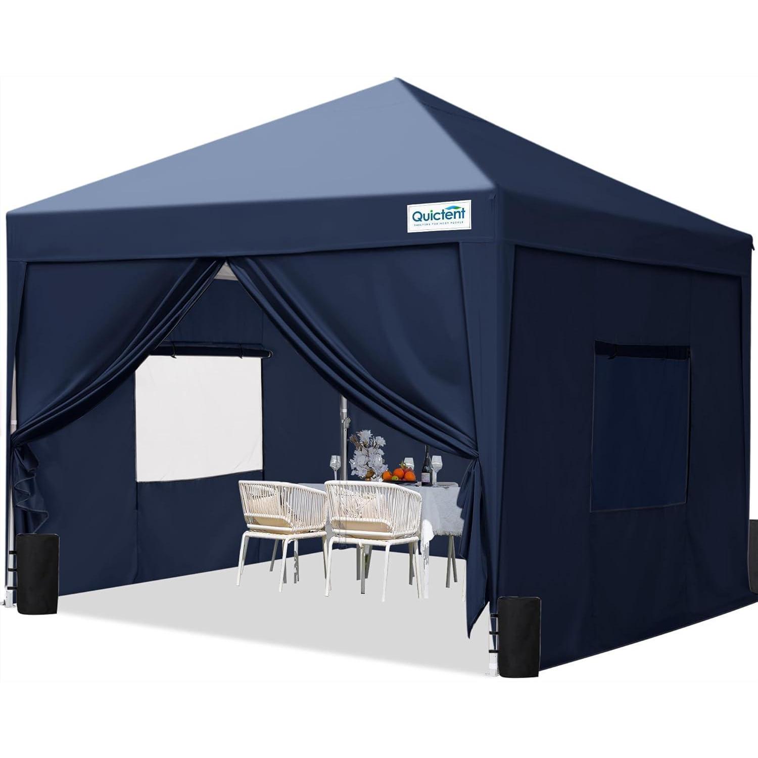 Faltpavillon 3x3m Blau Mit 4 Seitenteilen, Wasserdicht, Winterfest, Höhenverstellbar
