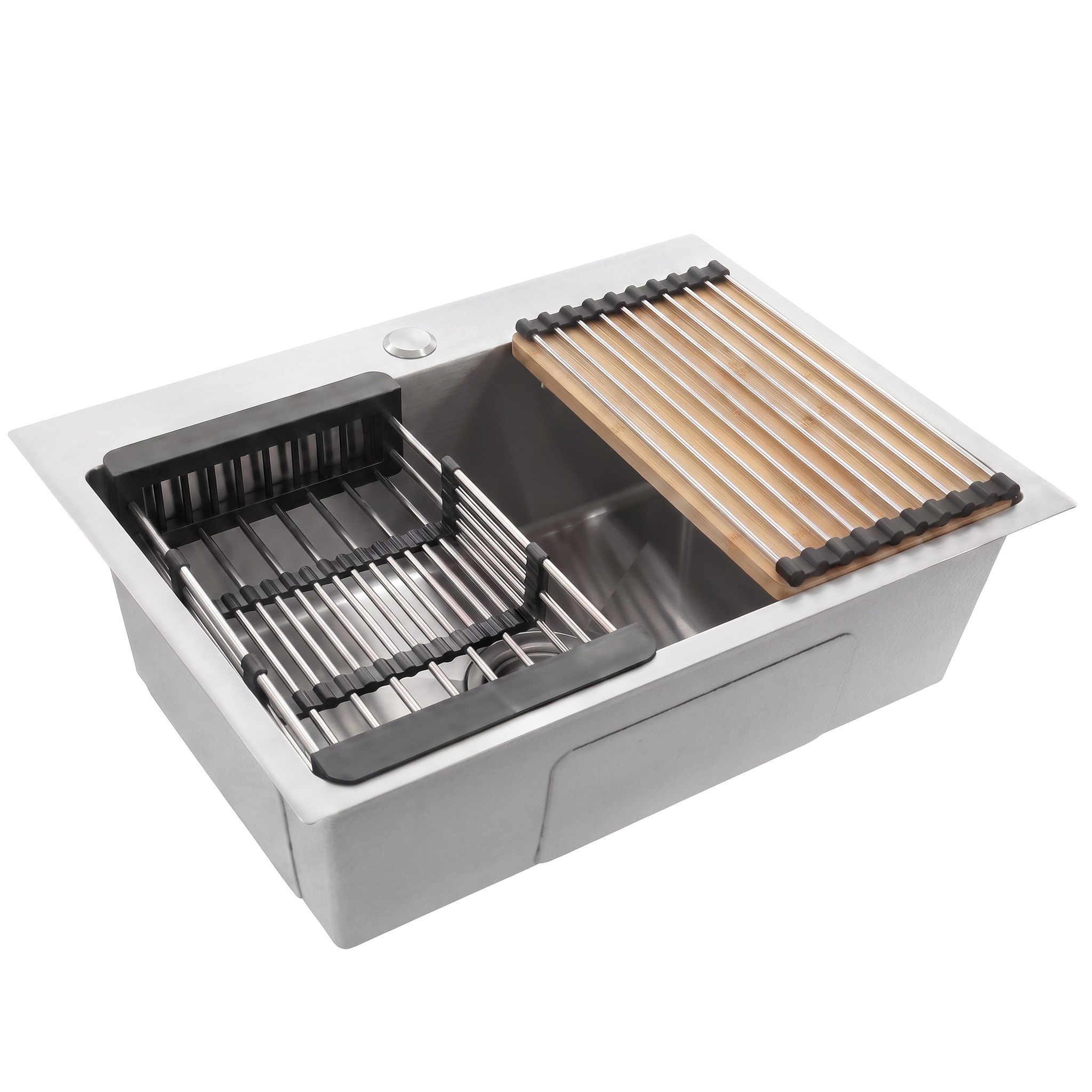 Stahlspüle Mit 3-teiligem Zubehörset Rea Liam Brush Nickel