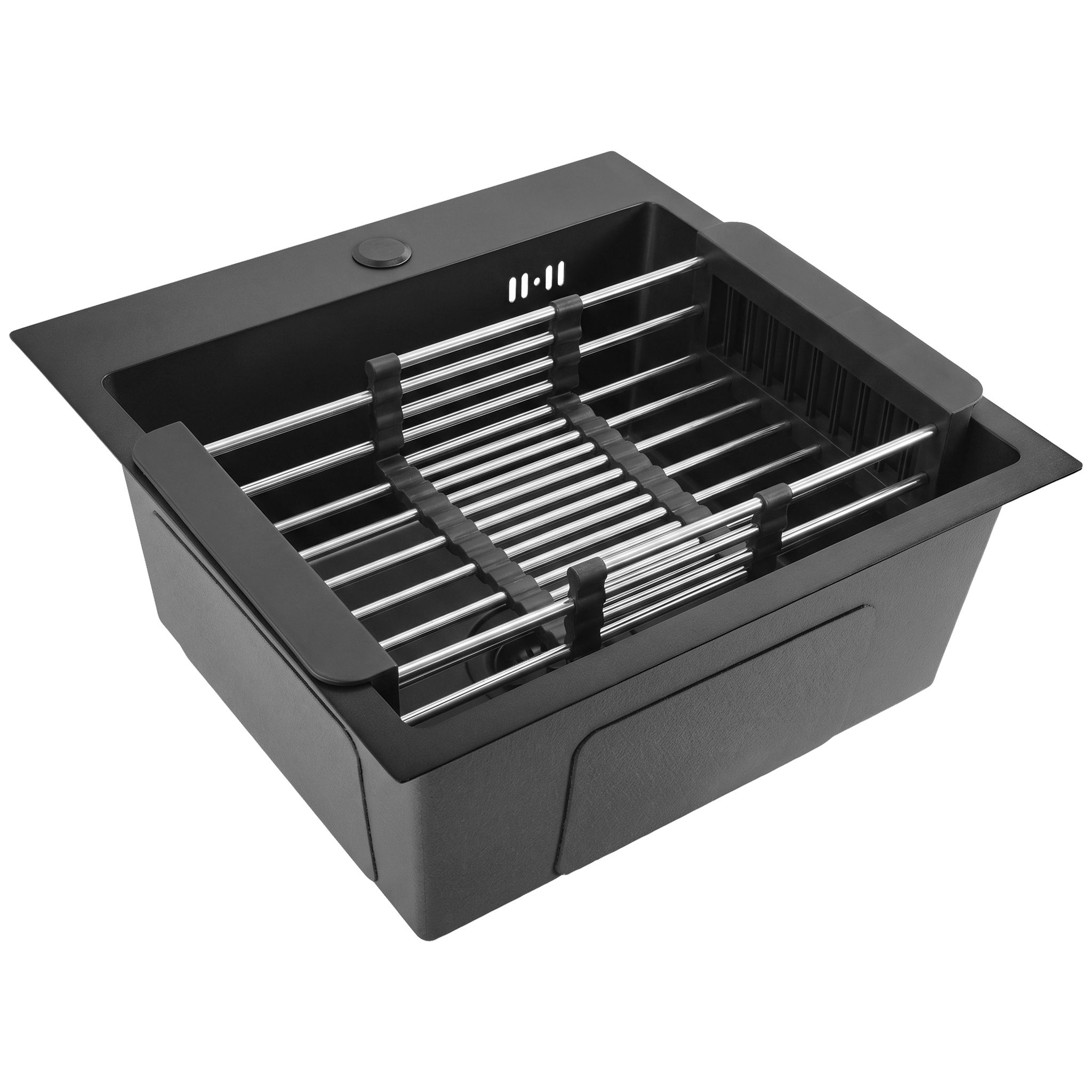 Stahlspüle Mit 3-teiligem Zubehörset Rea Leo 40 Black